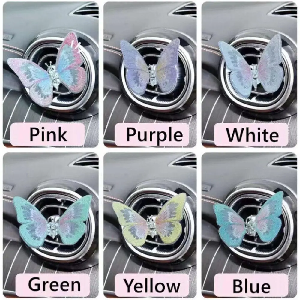 Vent Outlet Embroidery Fragrance Butterfly Decoration Record Player Ornamenta Butterfly Car Ornament Multi-Colored