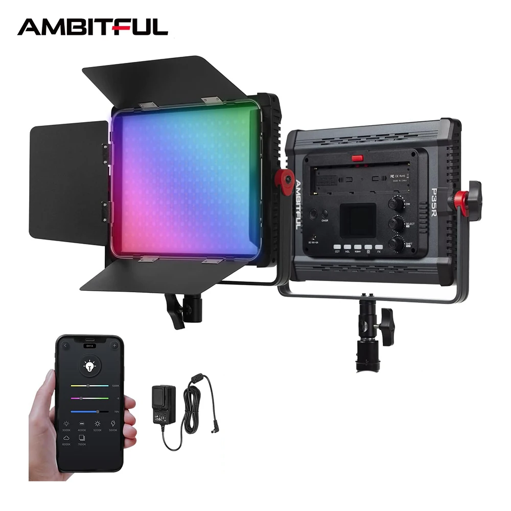 

AMBITFUL P35R 30W RGB LED Video Light 2800k-6800k Photography Studio Professional Panel Light With Softbox