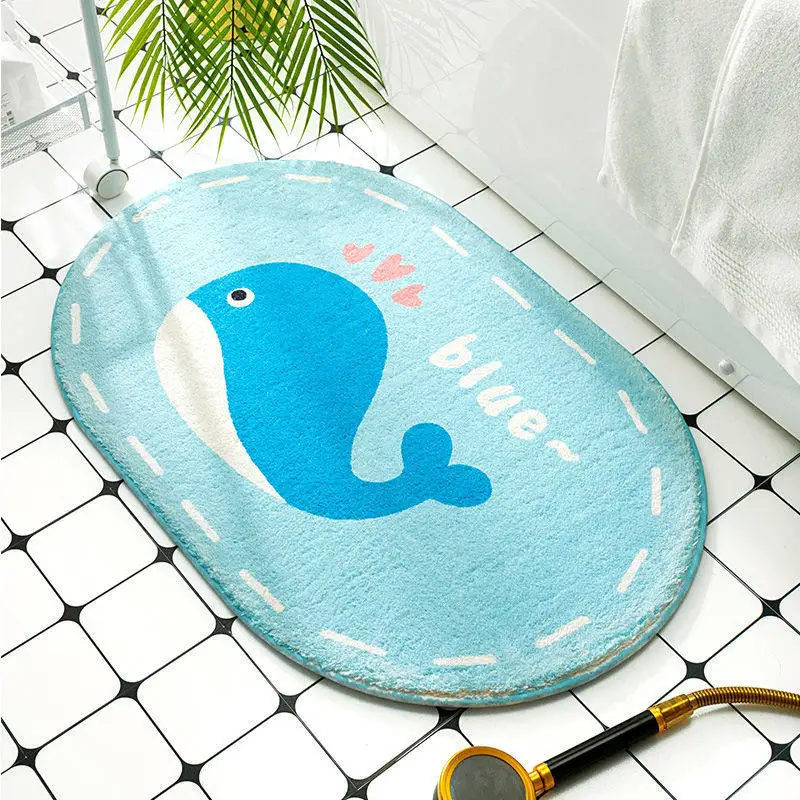 Bathroom absorbent  foot mat household toilet doorcashmere bathroom carpet imitation velvet  cartoon absorbent foot pad