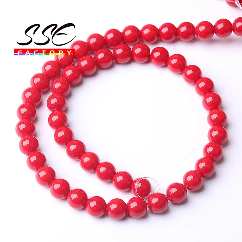 Wholesale Red Coral Stone Beads For Jewelry Making Round Loose Spacer Beads Diy Bracelets Necklace Accessories 4 6 8 10 12mm 15\