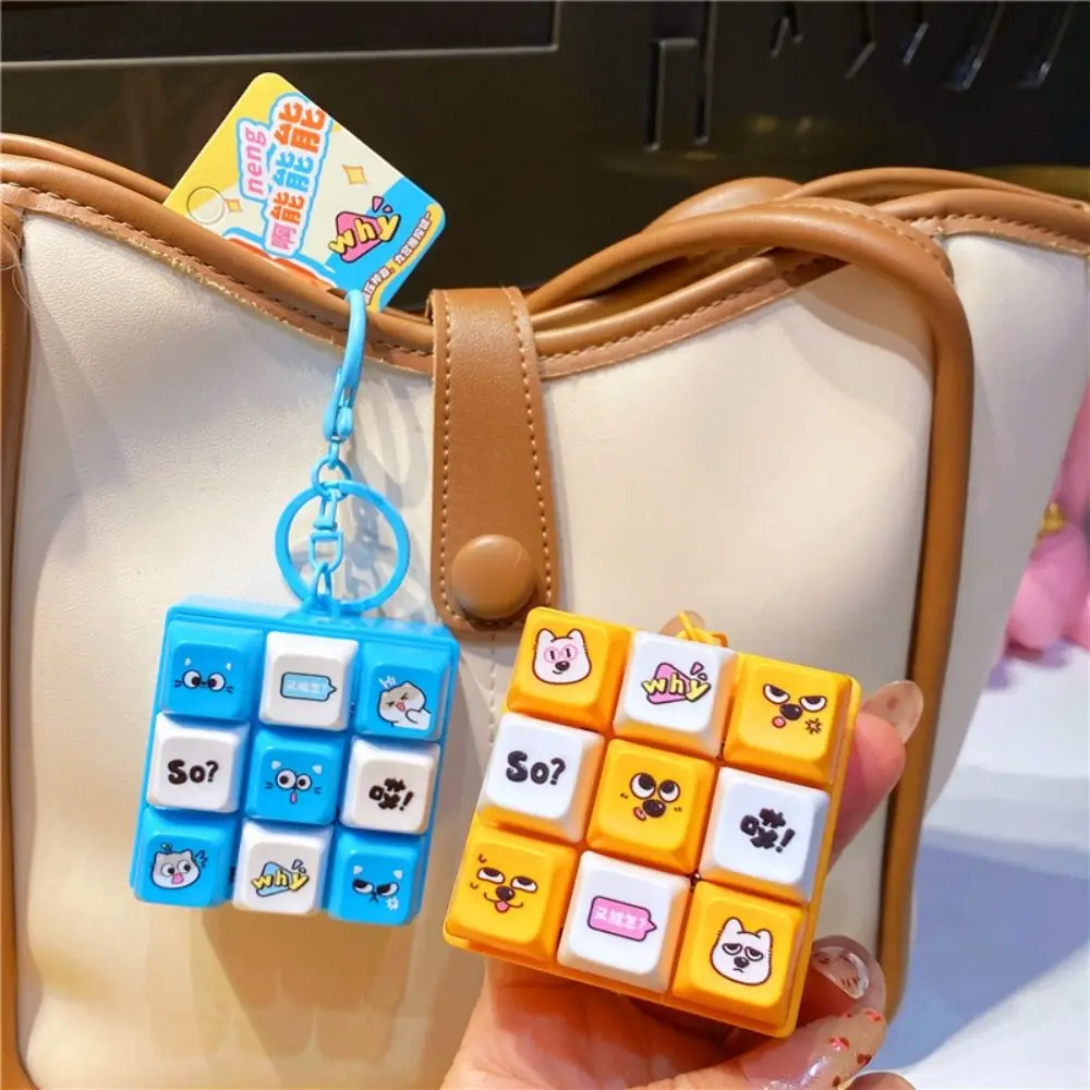 New Nine-square Fidget Keychain DIY Keyboard Cartoon Squeeze Music Keychain Pass The Time Keycap Pinch Toy Car Bag Pendant
