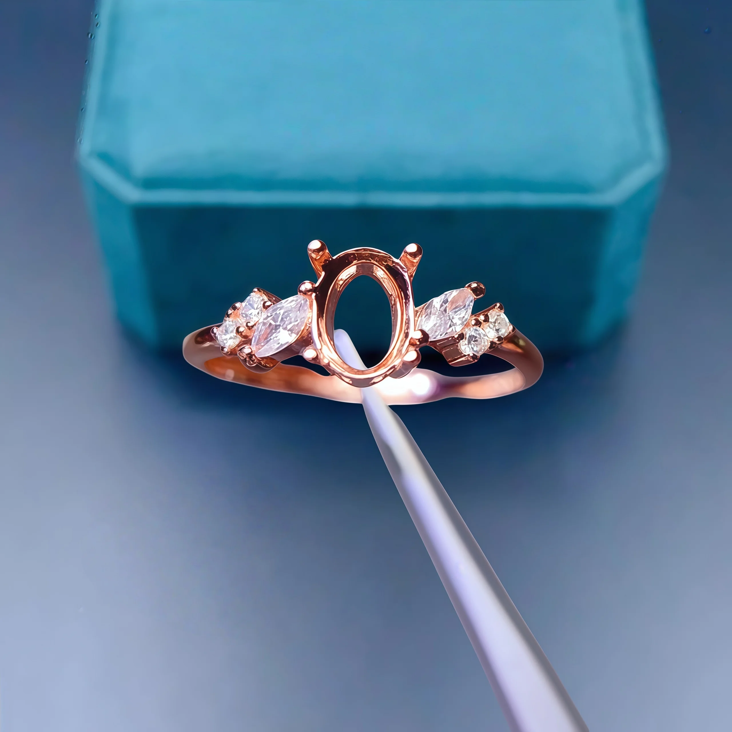 

L S925 Sterling Silver DIY Empty Holder Ring Inlay 5*7mm Oval Stone Fine Simple Design Zircon Weddings Charm Jewelry for Woman