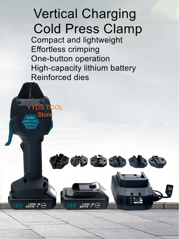 Electric Hydraulic Crimping Tool Cold Crimping Tool Lithium Battery Voltage Wire Terminal Connection Pre-Insulated Tubular Type