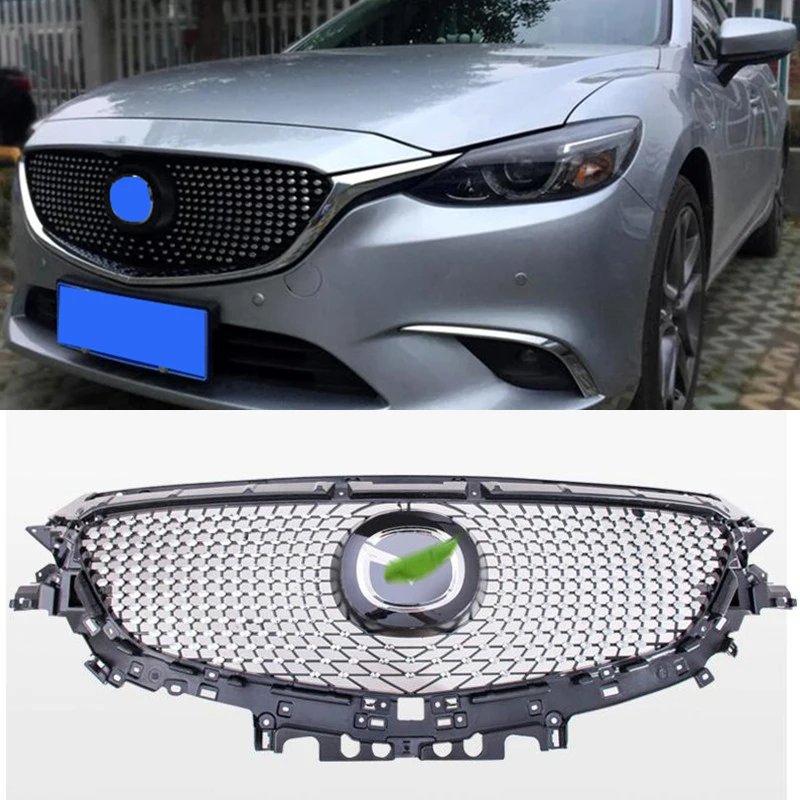 For Mazda 6 Front Bumper Grille Improved Diamond Grill ABS Material  Mesh Mask Decorative Cover Refit Accessories 2017 2018