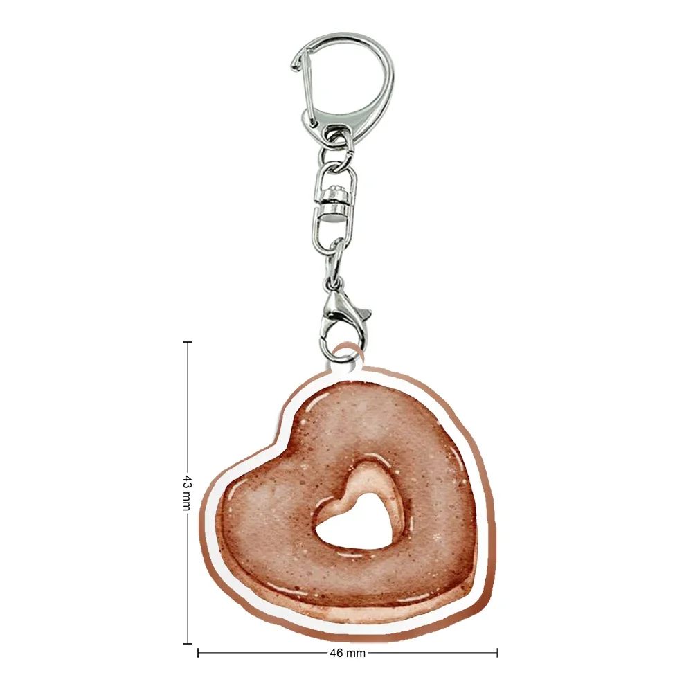 New Women Men Acrylic Love Donuts Keychain Transparent Acrylic Trinket For Friends Pendants