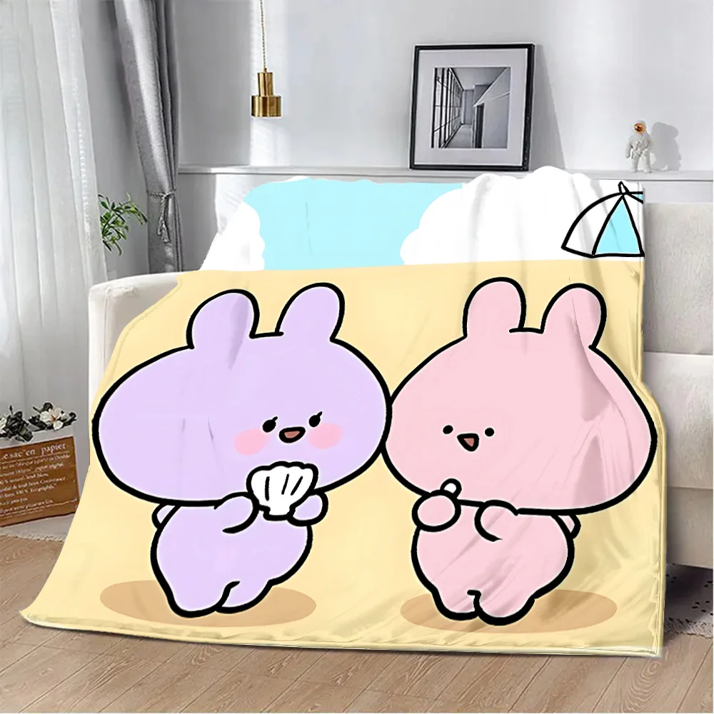 Asamimichaan Asleep Cute Asamimi Square Printed Blanket Picnic Blankets Warm Blanket Soft and Comfortable Blanket Home Travel