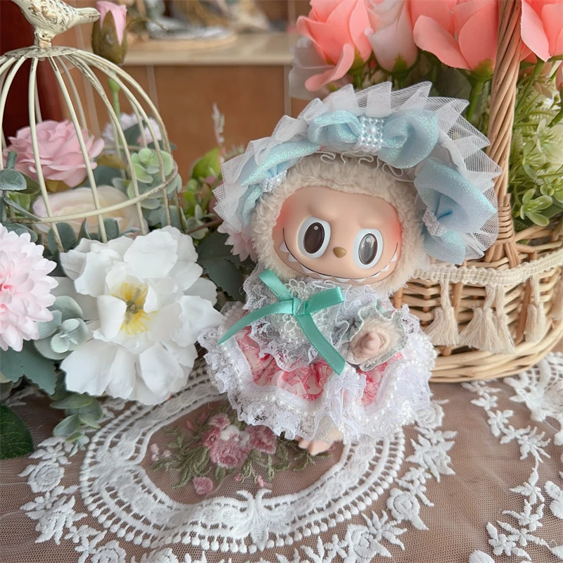 LABUBU clothes baby clothes 17 cm heart-wrenching macaron sitting in party Headdress + skirt suit（2 points）