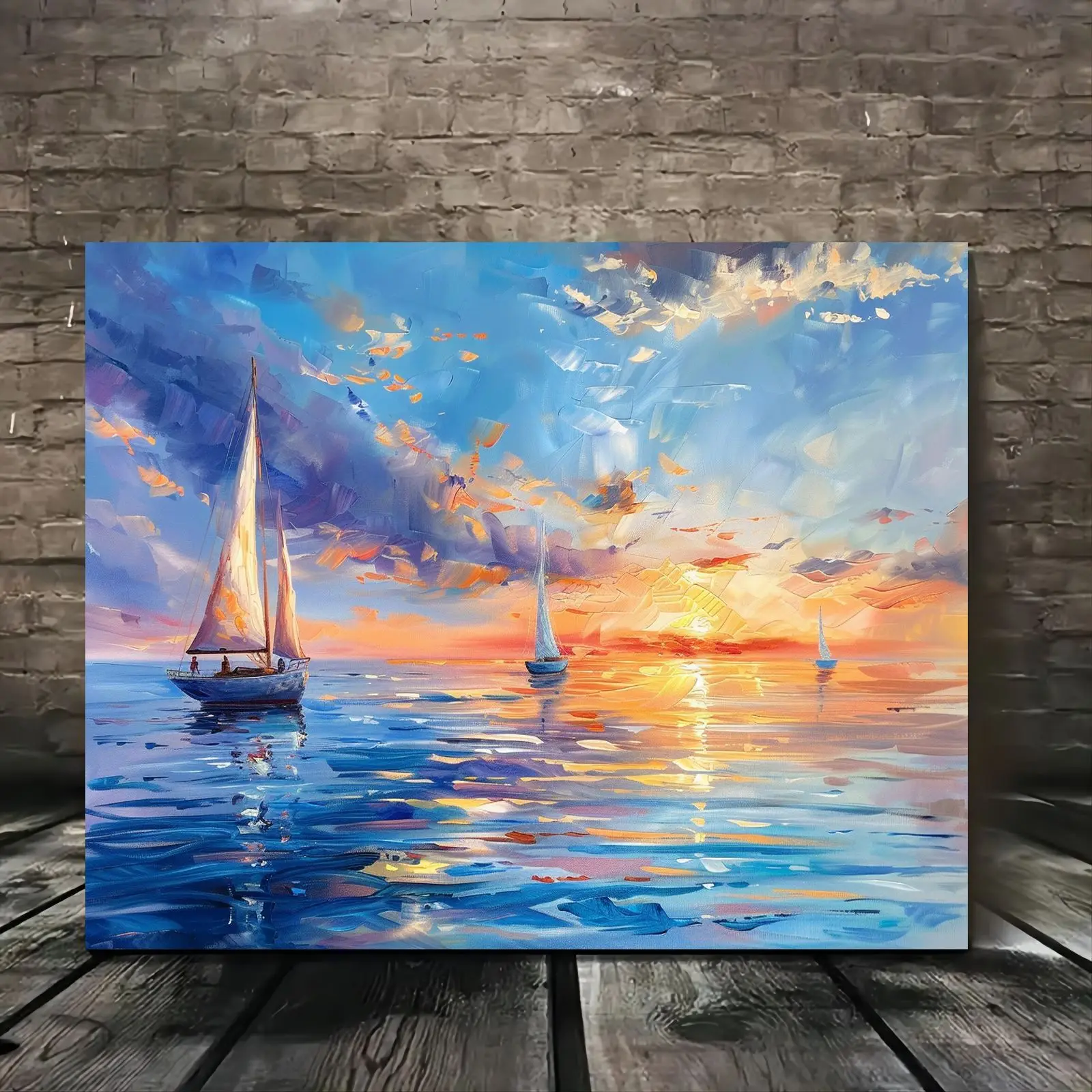 500/1000/1200/2000PCS Puzzles for Adults Sailing Boat Sunrise Sea View,Jigsaw Puzzles Brain Challenge Game Gift Home Decor