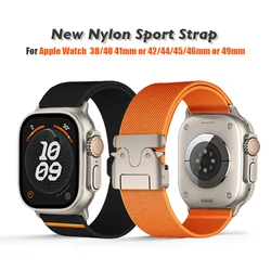 Nylon Strap for Apple Watch Ultra Band 49mm 10 9 8 7 46mm 45 41 44 40mm 42mm Braided Elastic Bracelet for IWatch Series 6 SE 5 4