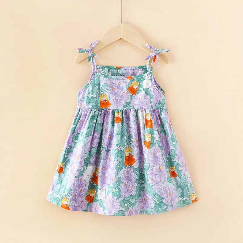 Summer Cute Girls Dress kids Girl Clothes Sleeveless Suspender Children\'s Clothing Princess Print Cotton Casual Dresses