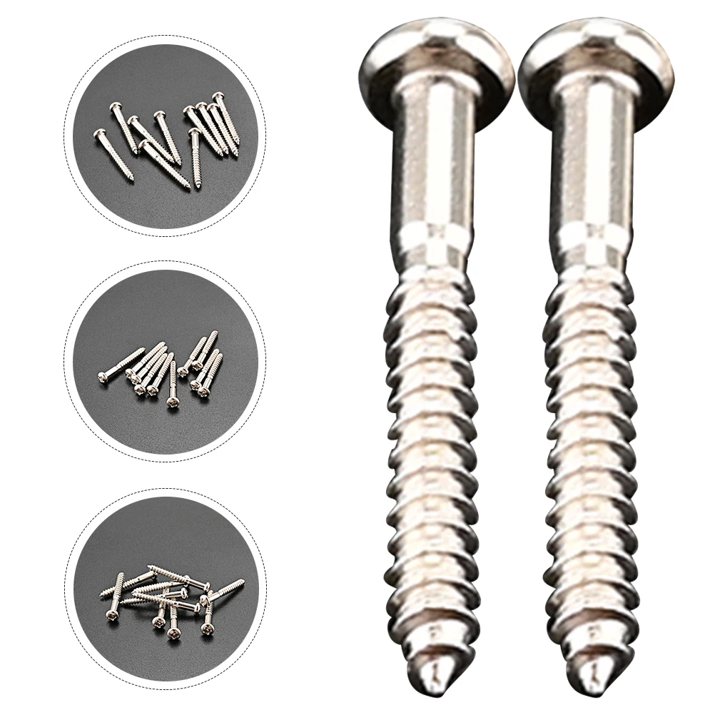 

10pcs Bridge Metal Base Plate Fixing For Electric Guitar Parts Tremolo Mounting Repair Round-Head Pickup Screws String Fixing
