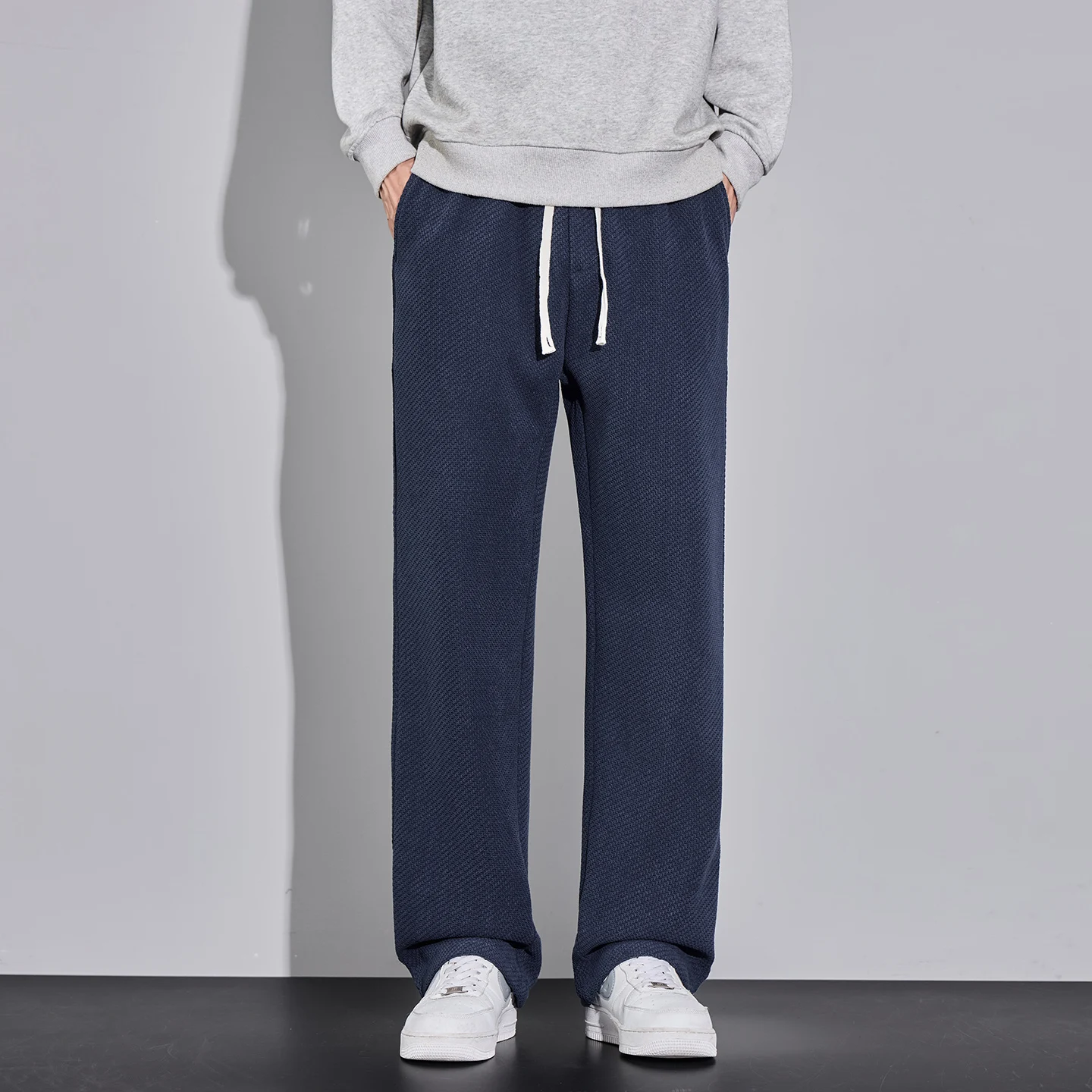 

Зимние брюки для мужчин, утолщенные свободные прямые брюки на флисовой подкладке, однотонные уличные спортивные штаны с драпировкой, брюки