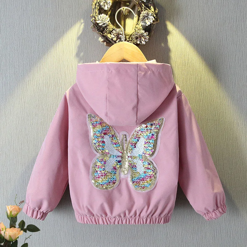 2 3 4 5 6 7 8 9 10 Year Butterfly Girls Jacket Autumn Hooded Zipper Windbreaker Coat  Casual Unicorn Boys Outerwear Kids Clothes