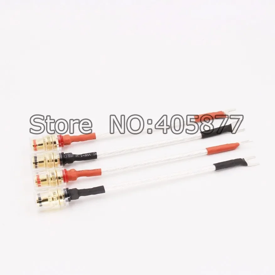 

4pcs 150mm OFC silver plated jump cable audio speaker cable connector cable with Y spade to binding post