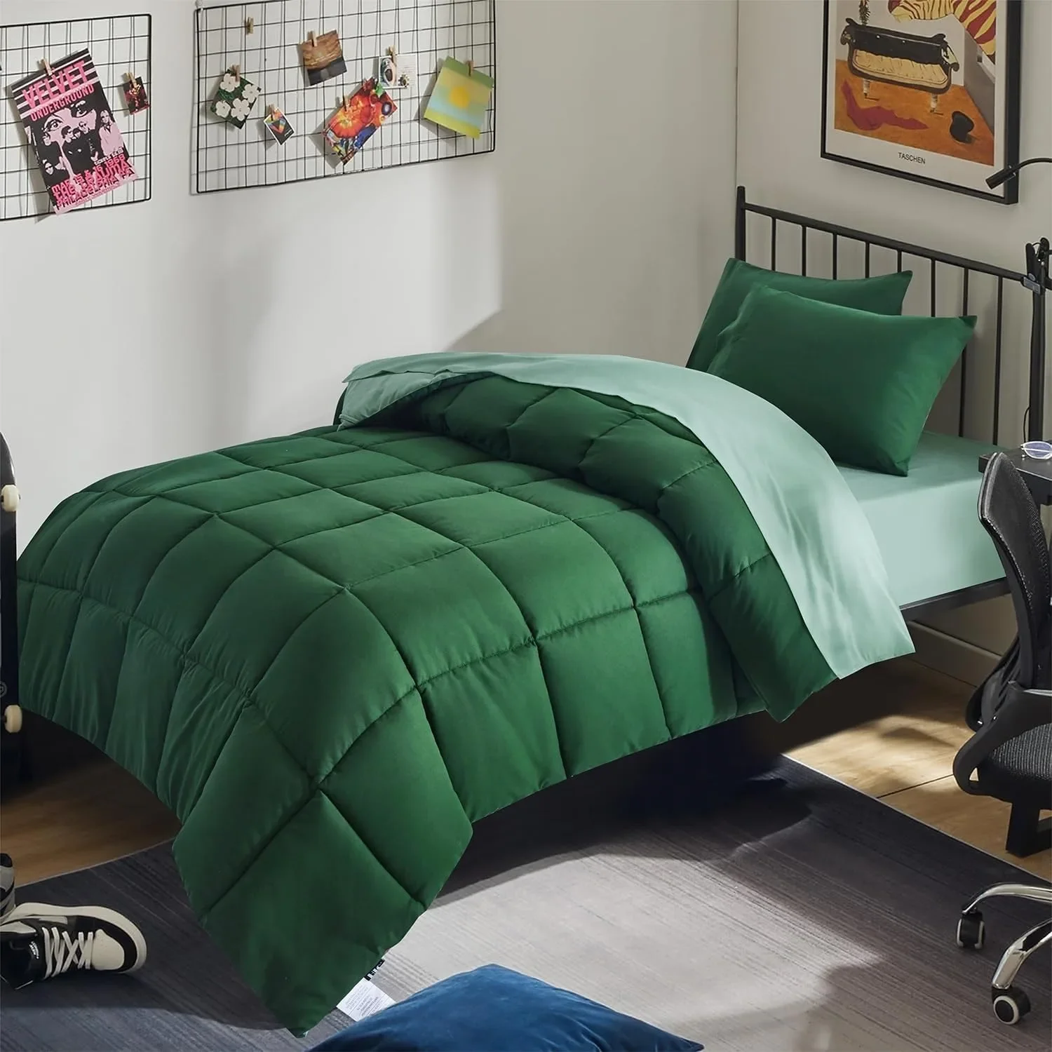 

6 Piece Twin/Twin XL Size Back to School Comforter Set - Box-Stitched College Dorm Quilting Bedding Set