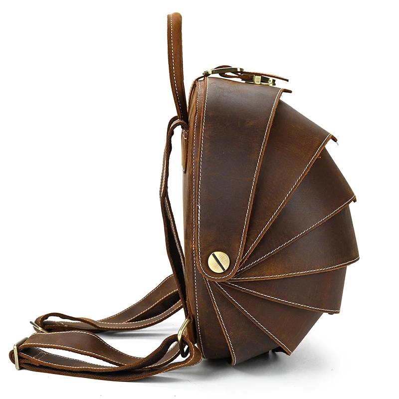 Handmade vintage leather backpack unique design beetles style bagpacks men women unisex fashion backpacks 2024 summer new