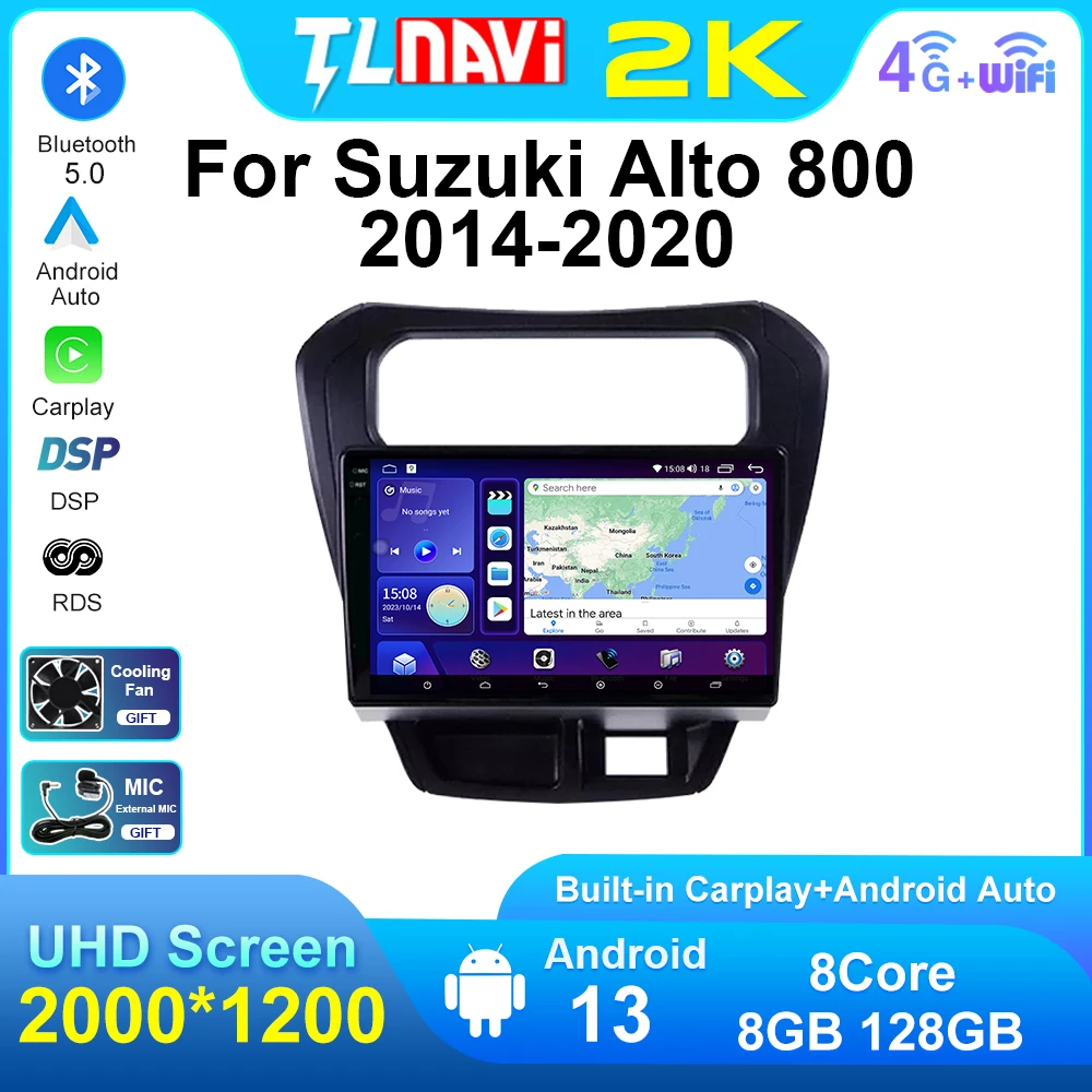 2K Screen Wireless Carplay Android Auto For Suzuki Alto 800 2014 2015 - 2020 Car Multimedia Player Radio GPS Navigation System