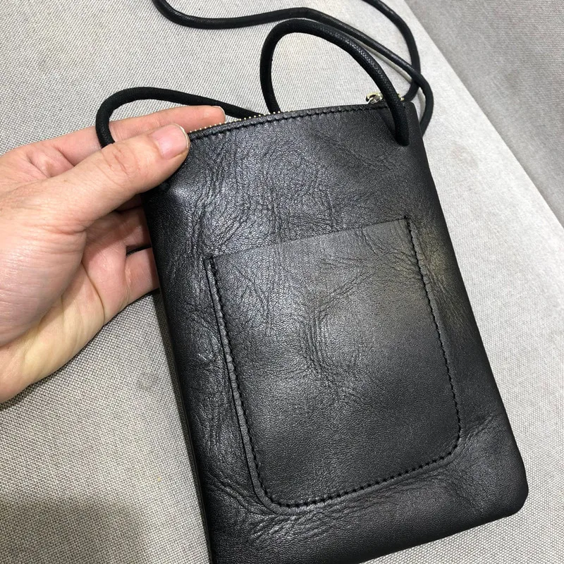 Women Genuine Leather Messenger Crossbody Bag Flap Small Clutch Wallets Shoulder Bag Black Purse Handbag Female Mobile phone bag