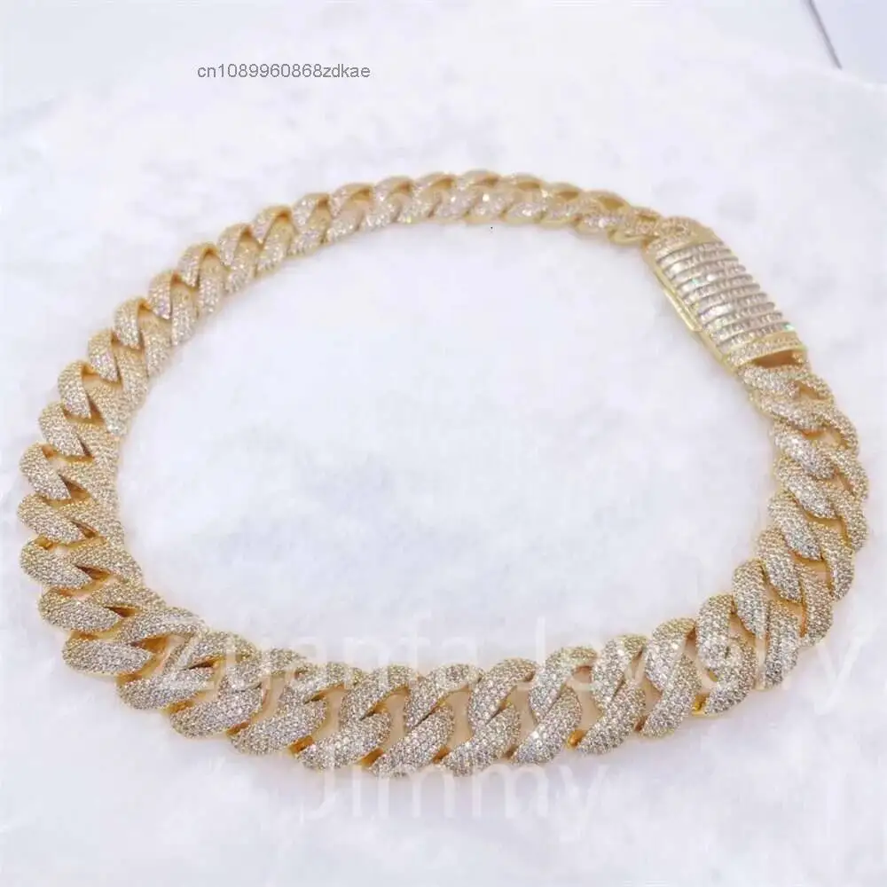 Luxury Baguette Lock Special Design Buss Down Iced Out Full with Moissanite Gemstones Miami Cuban Link Chain.