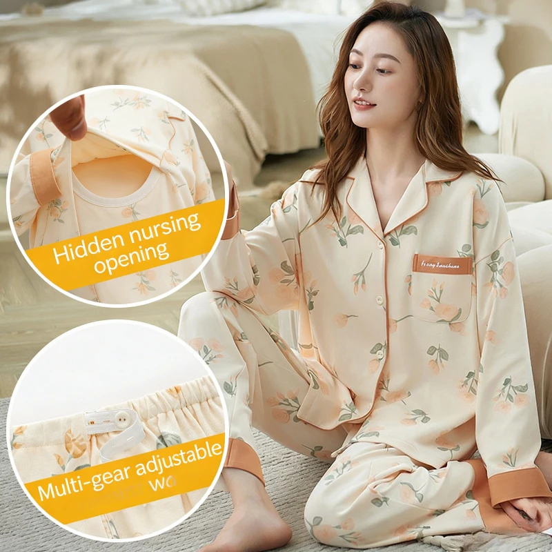 Cotton Breastfeeding Pajamas Hospital Breast Feeding Clothes Maternity Nursing Pajama Sets Maternity Nursing Sleepwear Pregnancy