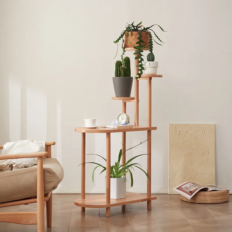 Beech multi-layer shelf round bedside sofa shelf corner few simple narrow side table side table bedside table