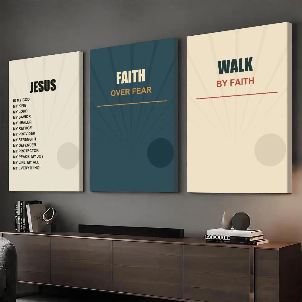 Jesus Typography Faithful Style Framed Wall Painting HD Canvas Print Poster Wall Art | Optional Frame | Modern Hallway Decor
