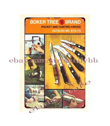Pôsteres online 1972 Boker Tree Brand: Placa de metal de alumínio para facas de bolso e caça