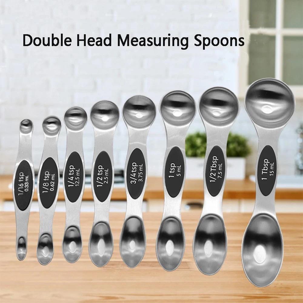 Measuring Spoon Magnetic Double Head Measuring Seasoning Spoon Stainless Steel Baking Control Salt Spoon Convenient Cooking Tool