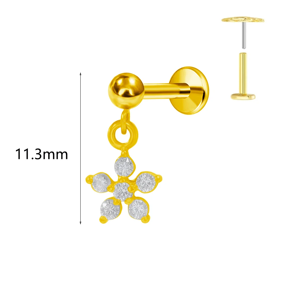 G23 Titanium Water Drop CZ Labret Piercing Earring Stud