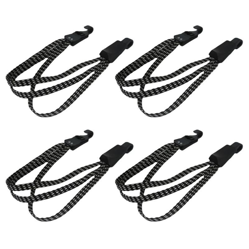 U90C 4Pcs Elastic Luggage Bungee Cord Rope Strap Belt Hook Car Bicycles Motorbike Tie