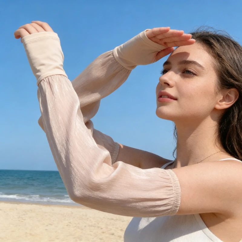 

Flowing Yarn Sleeves, Large Size, Summer Breathable, Sunscreen, Ice Silk Cycling, Sunshade, Outdoor, Ice Sleeves for Women