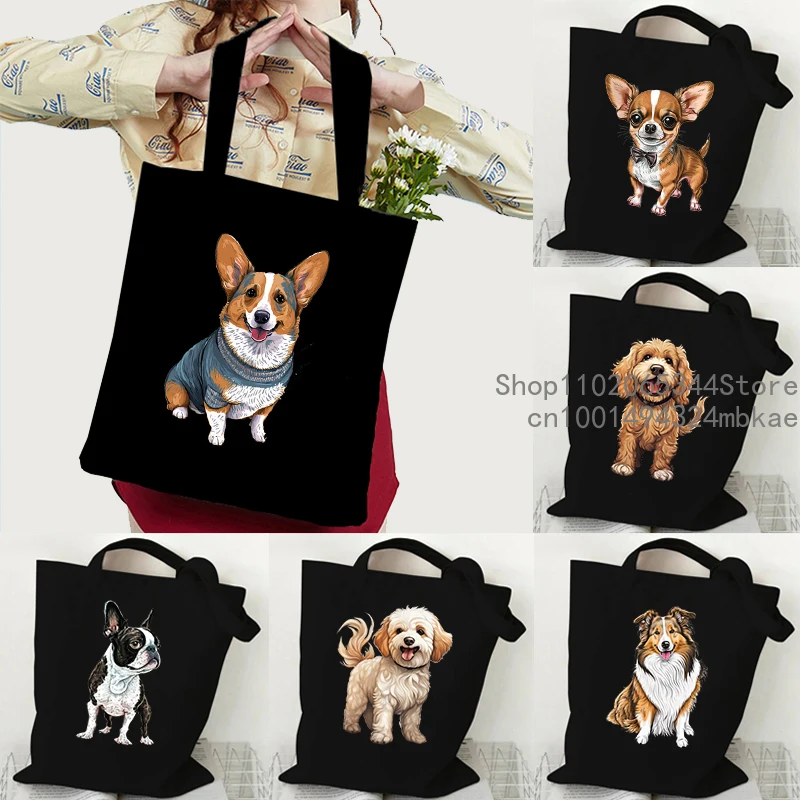 Women's Tote Bag Fashion Cartoon Corgi Chihuahua Handbag 3D Animal Commuter Bag Bolognese Dog French Bulldog Lover Shoulder Bag