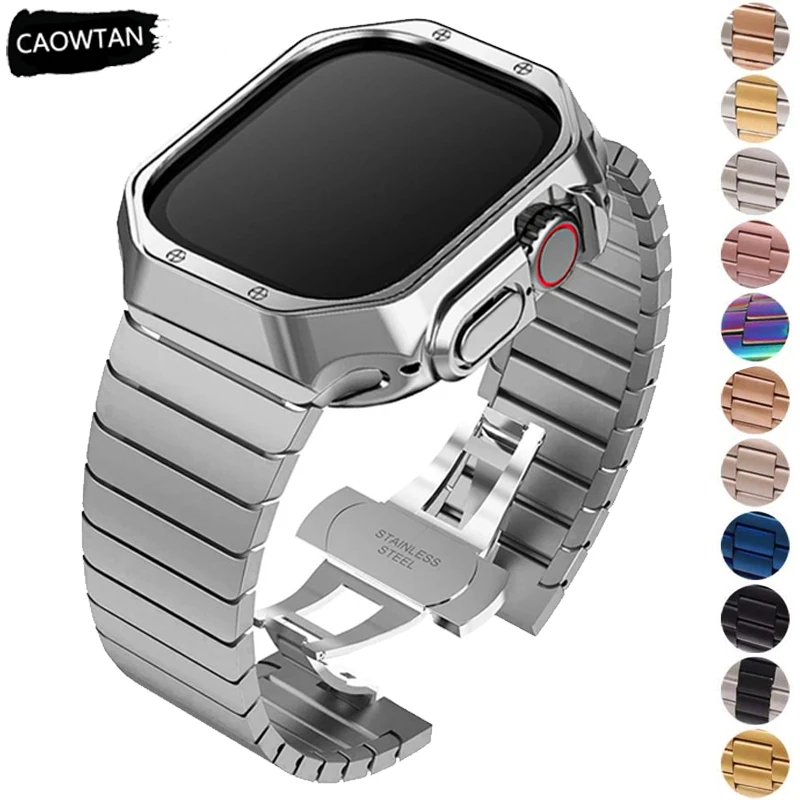 Stainless Steel Strap+case for Apple Watch Band 49mm 44mm 41/45mm 38/42mm 40mm Tpu Armor Cover Iwatch Series Ultra 8 7 6 5 4 Se