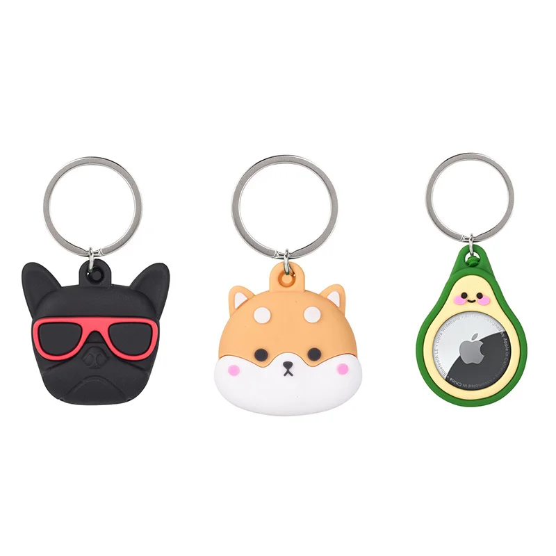 For AirTag Case Locator Cute Funny Dog Cartoon Silicone Avocado strawberryFor AirTags Locator With Keychain