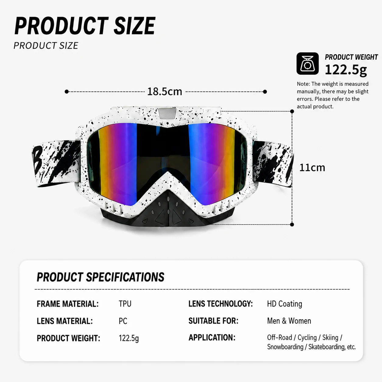 Protective Glasses Motorcycle Helmet Outdoor Sports Windproof Dustproof Eye Glasses Ski Snowboard Goggles Motocross Riot Contr