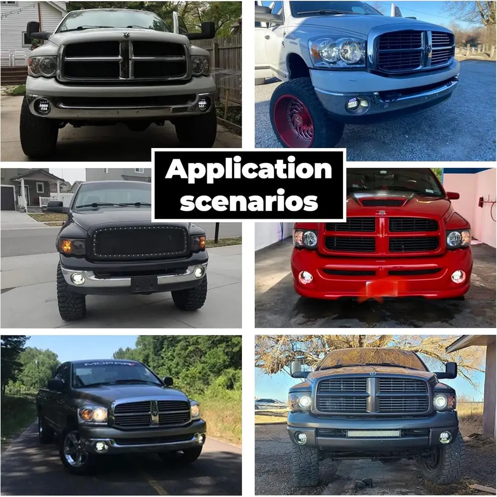 مصابيح ضباب LED لامعة مزدوجة اللون محسنة لـ 2002-2008 دودج رام 1500، 2003-2009 رام 2500/3500، 2004-2006 دورانجو (السائق و Pas) #4