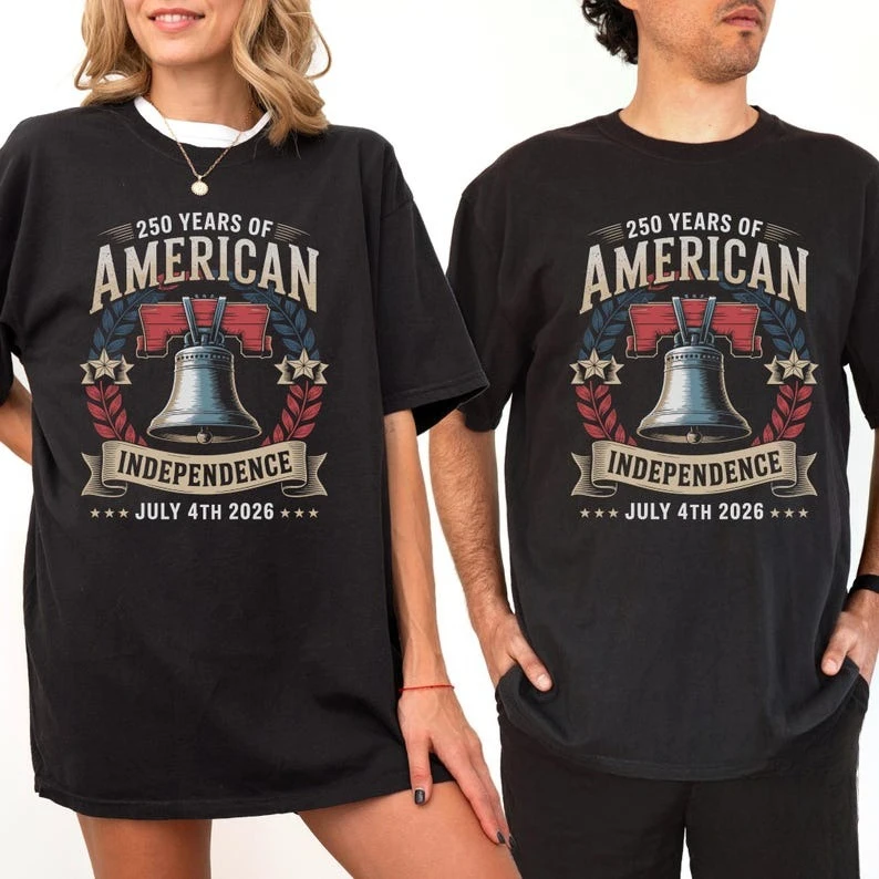 Liberty Bell July 4th 2026 Shirt Independence The United States Anniversary Vintage Patriotic Graphic Short-sleev Printed Tops