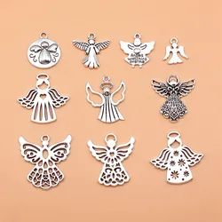 10pcs/lot Antique Silver Color Angel Charms Collection For Jewelry Making Findings