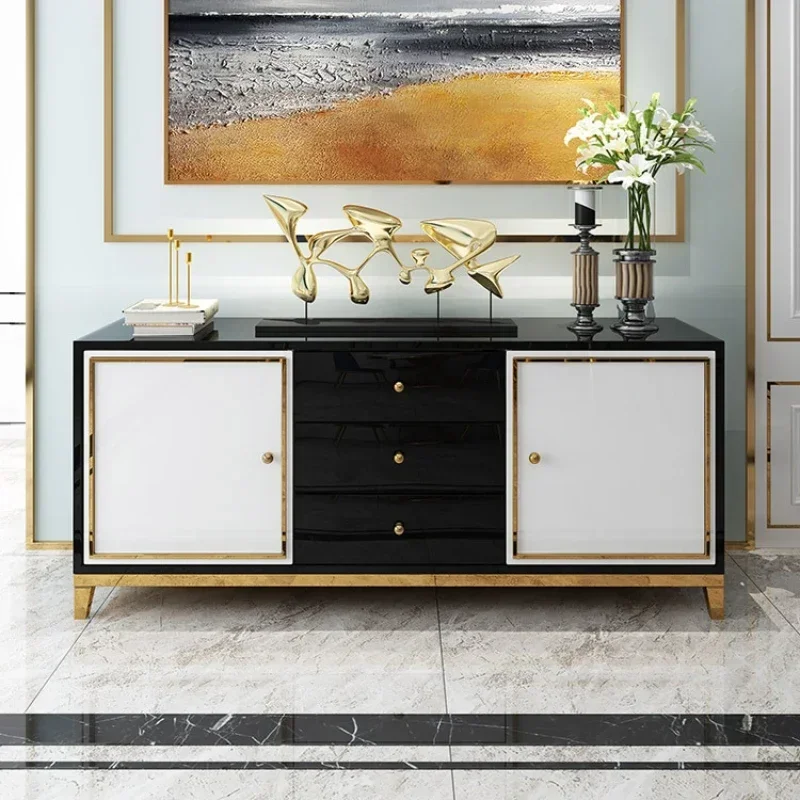 Luxury Sideboard Glossy Buffet Cabinet Dining Shoe Cabinet Sideboard Showcase Living Room TV Stand Cajonera Vitrina Furniture