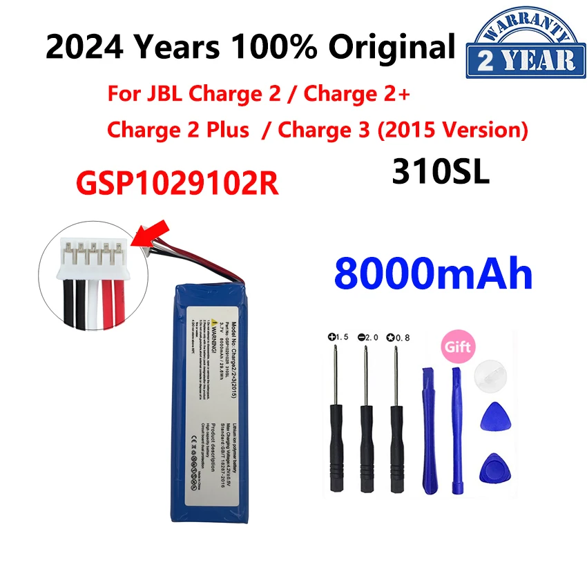 2023 Original 8000mAh Replacement Battery For JBL Charge2 2+ 3 Charge 2 Plus Charge3 2015 2016 Version Speaker Bateria Batteries