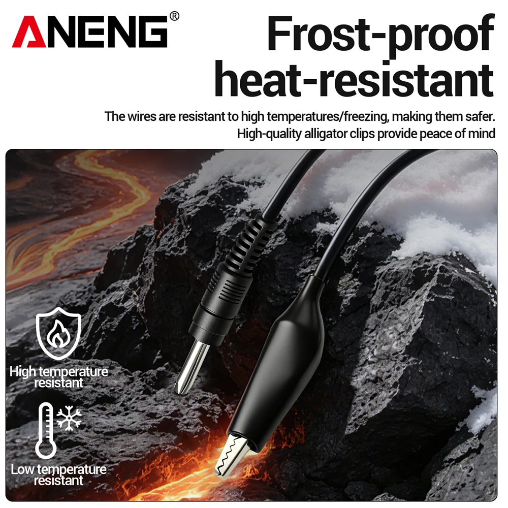 ANENG 10A Universal Multimeter Test Leads Alligator Clip Probe Silicone Insulated Anti-burn Heat Resistant Cable for Multimeter
