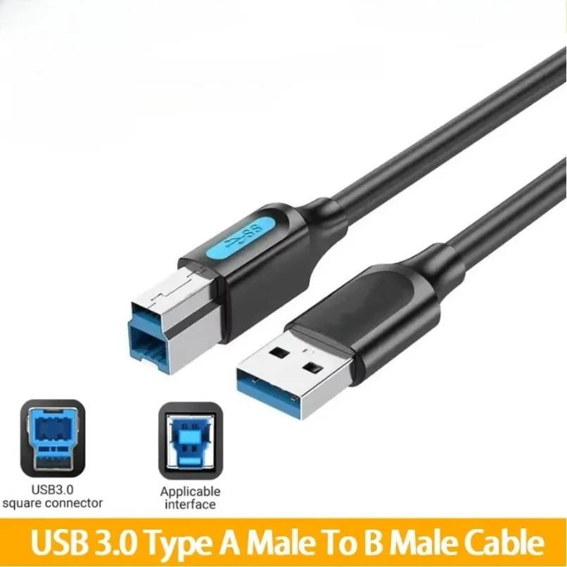 Gold Plated USB 3.0 Type A Male to B Male Printer Cable Braided High Speed Data Cord for Canon Brother Epson Scanner 1M 1.5M 2M
