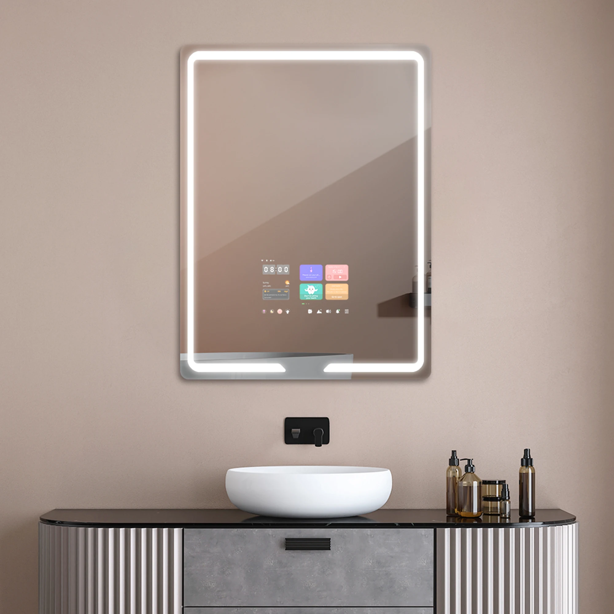 Sophia 2025 NEW Trend  Android  Bluetooth Music Mirror Defogging Bathroom Waterproof Direct Light LED Smart Magic Mirror TV