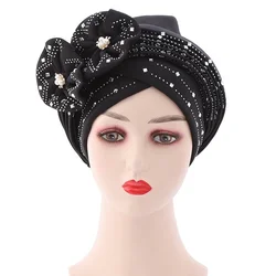 Turbante Africano Ajustável para Mulheres, Tampas Hijab Inner, Aso Oke Headtie, Lenço Muçulmano, Envoltório na Cabeça, Pronto a Vestir, Chapéu, Auto Gele