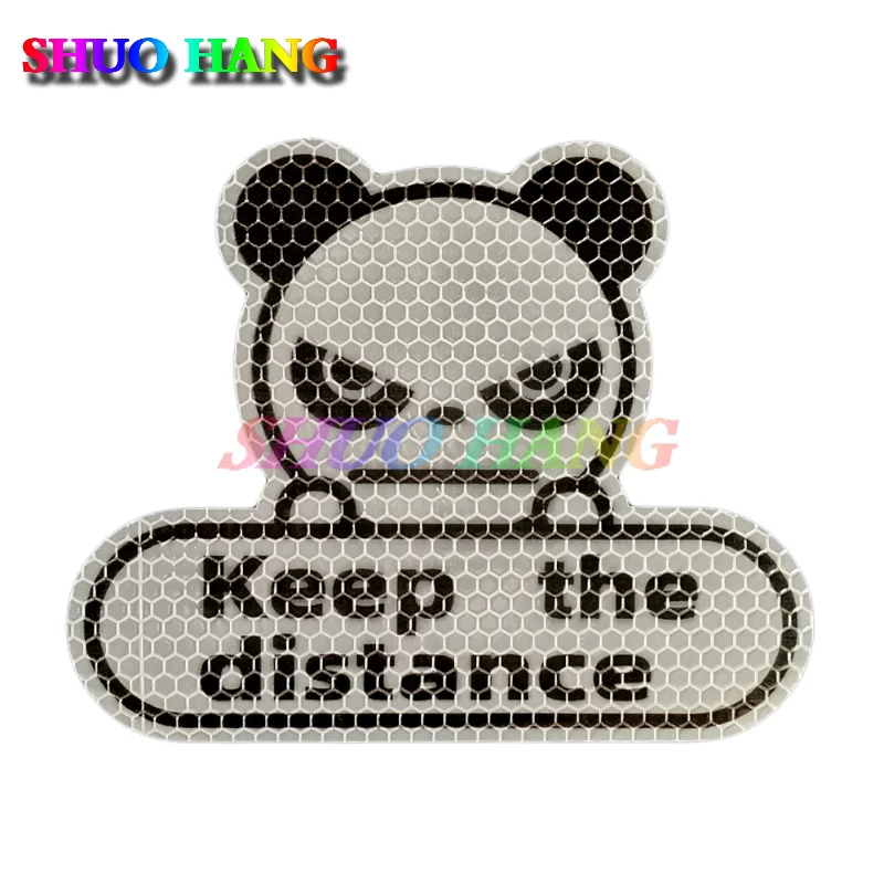 Keep Distance Reflective Stickers Panda Dog Stickers Fluorescent  Honeycomb Cartoon Decoration Stickers Satety Driving Warning