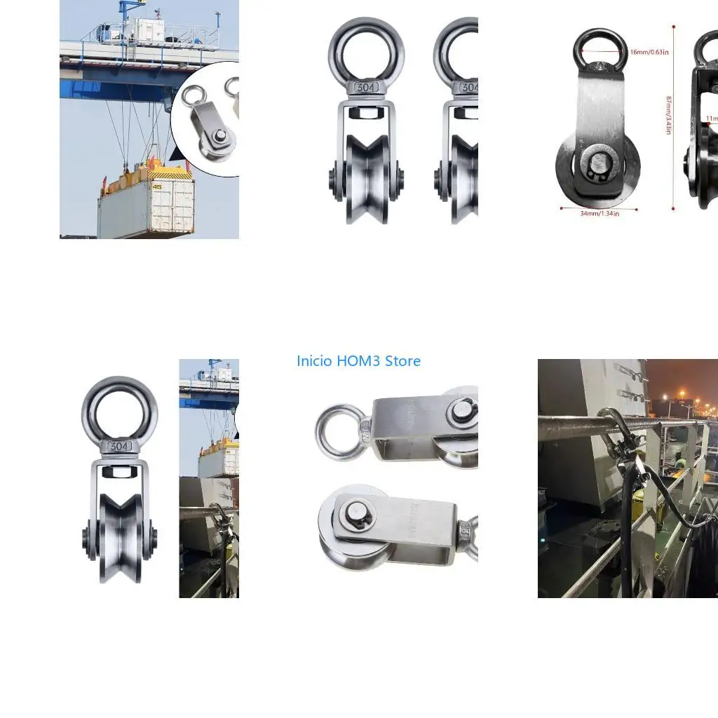 A5YD 2pcs Pulley 304 Steel Ball Bearings Tractions Wheel 250KG Load Capacity