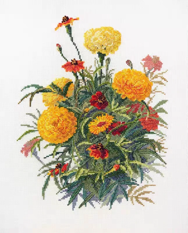 Cross stitch Kit 14CT Canvas Cross Stitch Embroidery Set Craft Mary 06.002.30 Beautiful Calendula 32-38 Cross Stitch Set