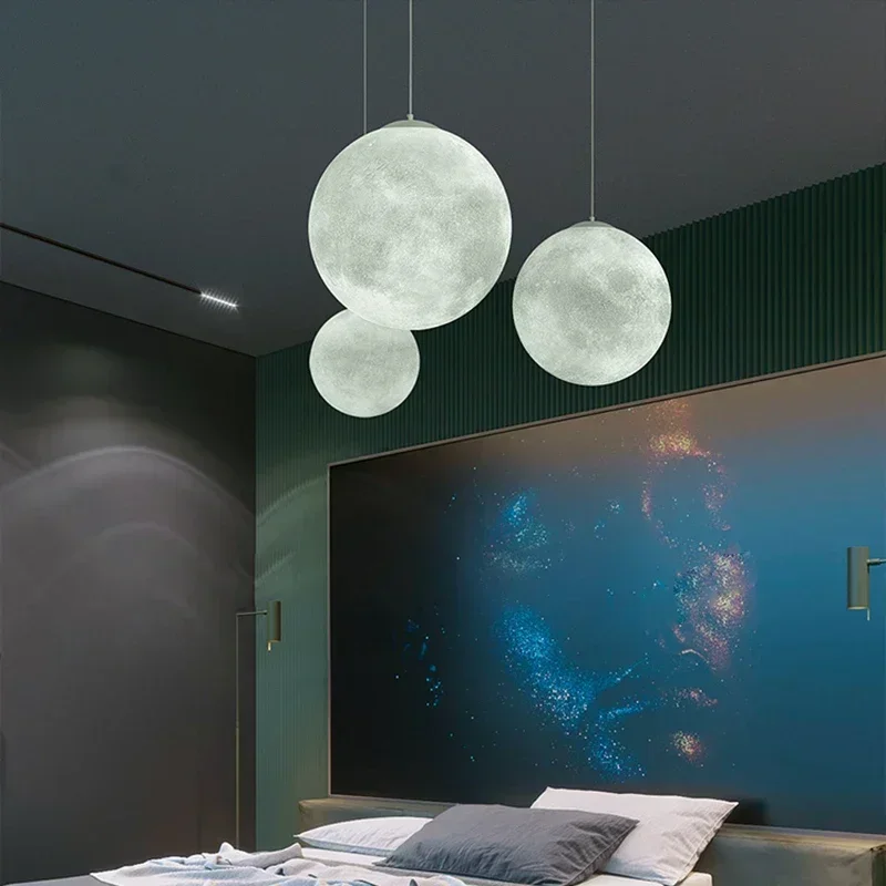 Imagem -06 - Modern Moon Led Chandeliers For Living Room Decor Pendant Lights Restaurante Café Bar Pendurado Lâmpada Luminária Jantar Iluminação