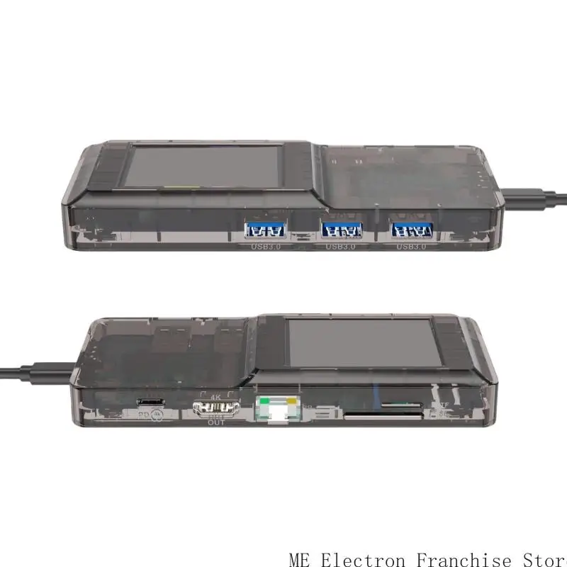 T5EA 8 Port USB C Hubs مع شاشة LCD 100W شحن 512 جيجابايت دعم بطاقة الذاكرة