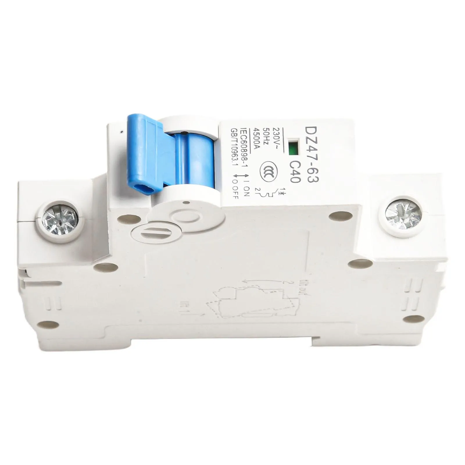 Miniature Circuit Breaker DZ47-63 40A 230V 1P C40 C Curve with Over Current Trip and Front Wiring for Combiner Box Installation